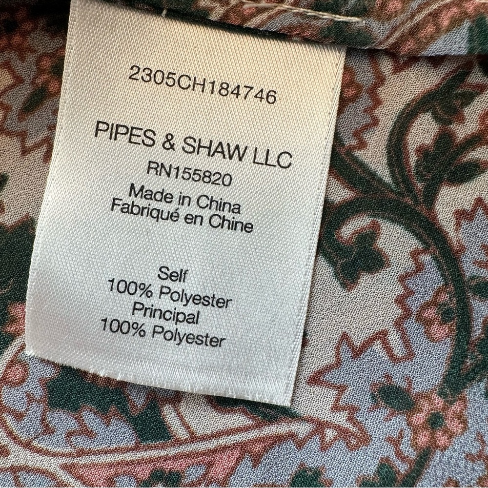 Veronica Beard Lowell Paisley Pin Tuck Long Sleeve Sheer Blouse Size 12 EUC - Picture 11 of 14